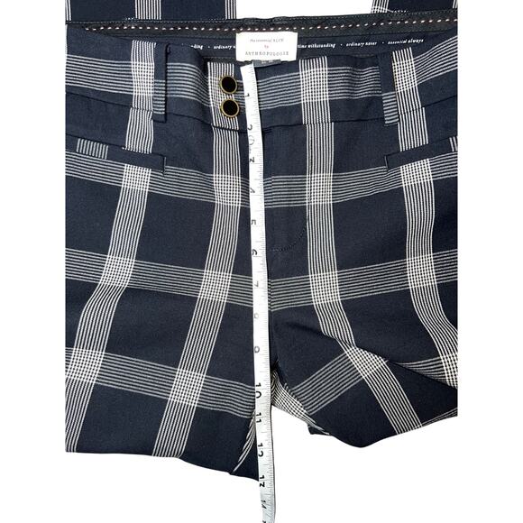 Anthropologie The Essential Slim Trousers  black plaid Pants Size 6 - Picture 7 of 9